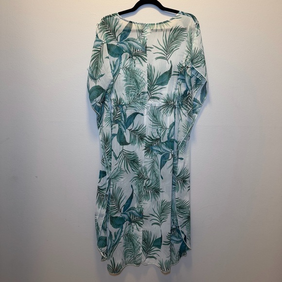 Kona Sol Swimsuit Kaftan Cover Up Small Tropical With Palm Leaf Sheer - Picture 5 of 10